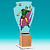 Акриловая награда Волейбол (высота: 11х23х11 цвет: прозрачный/фиолетовый)
