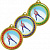 Медаль конькобежный спорт (коньки) (размер: 55 цвет: золото/синий)