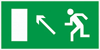 Табличка "Направление к эвакуационному выходу налево вверх" Е06