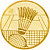 Эмблема бадминтон (размер: 25 мм, цвет: золото)