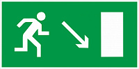 Табличка "Направление к эвакуационному выходу направо вниз" Е08