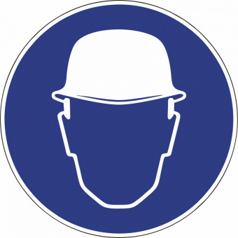 Табличка "Работать в защитной каске (шлеме)" М02