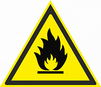 Табличка "Пожароопасно. Легковоспламеняющиеся вещества" W01